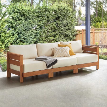 ALATERRE FURNITURE Barton Weather-Resistant 3-Person Outdoor Couch with Stain-Resistant and Fade-Proof Cushions 80-OUTD-WD-3SOFA